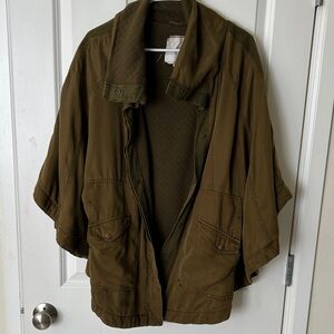 Women's Draped Utility Jacket in Olive Green